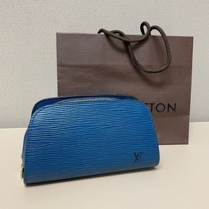 Louis Vuitton Blue Epi Leather Cosmetic Pouch